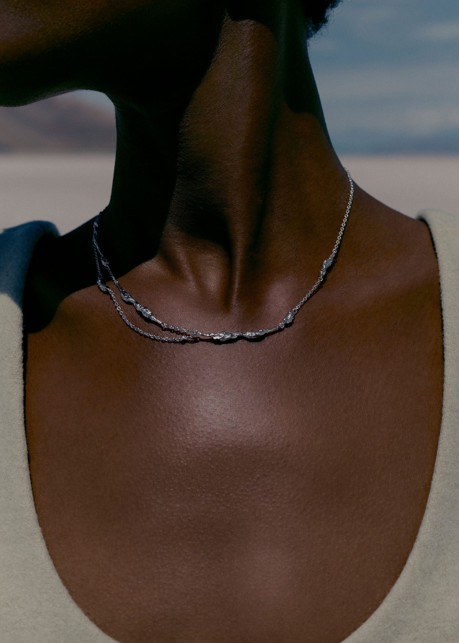 Eroz Double Chain - Silver in rhodium-plated brass - Image 2