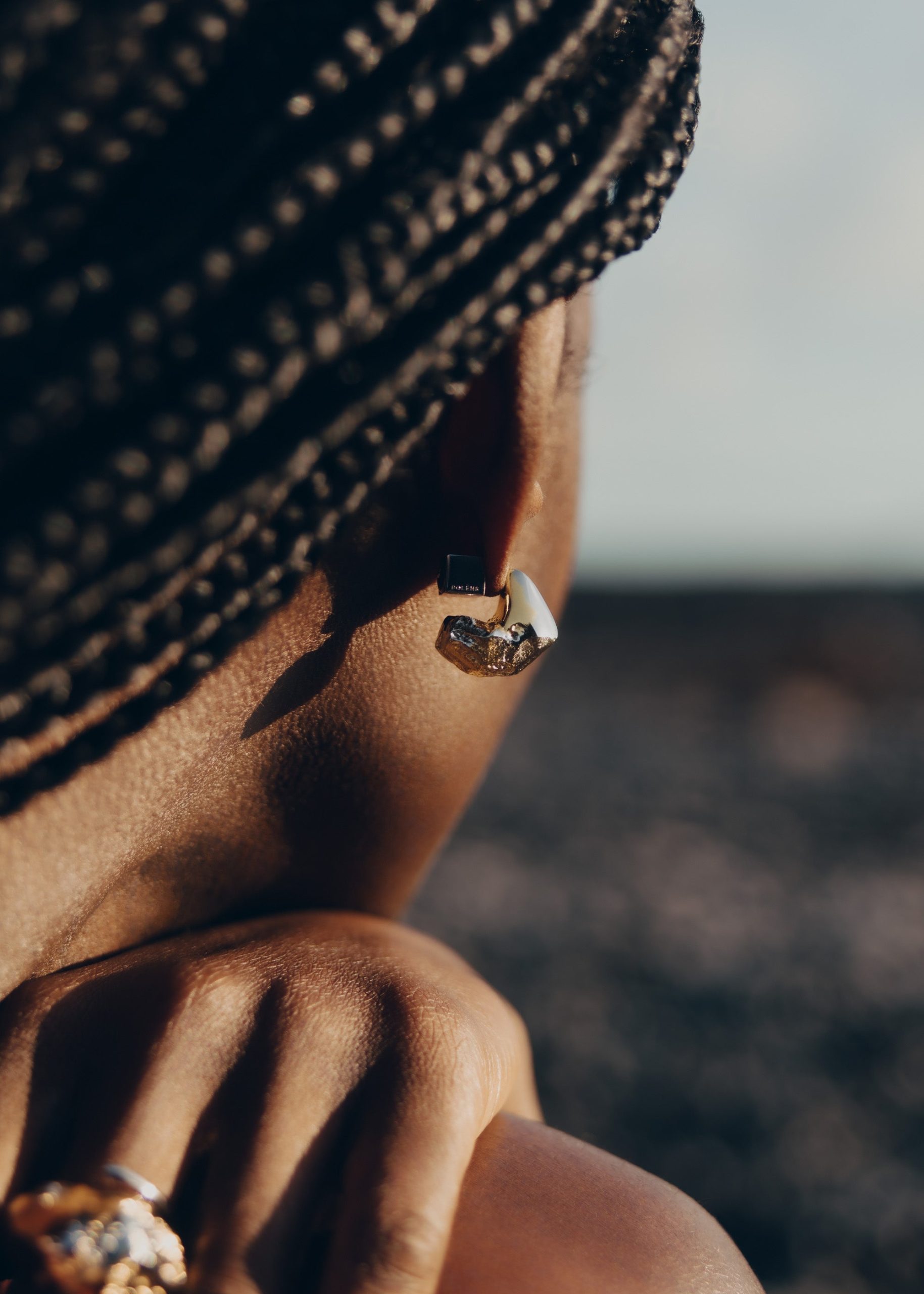 Eroz Stud Earrings - Duo palladium with 24 carat gold plating - Image 2