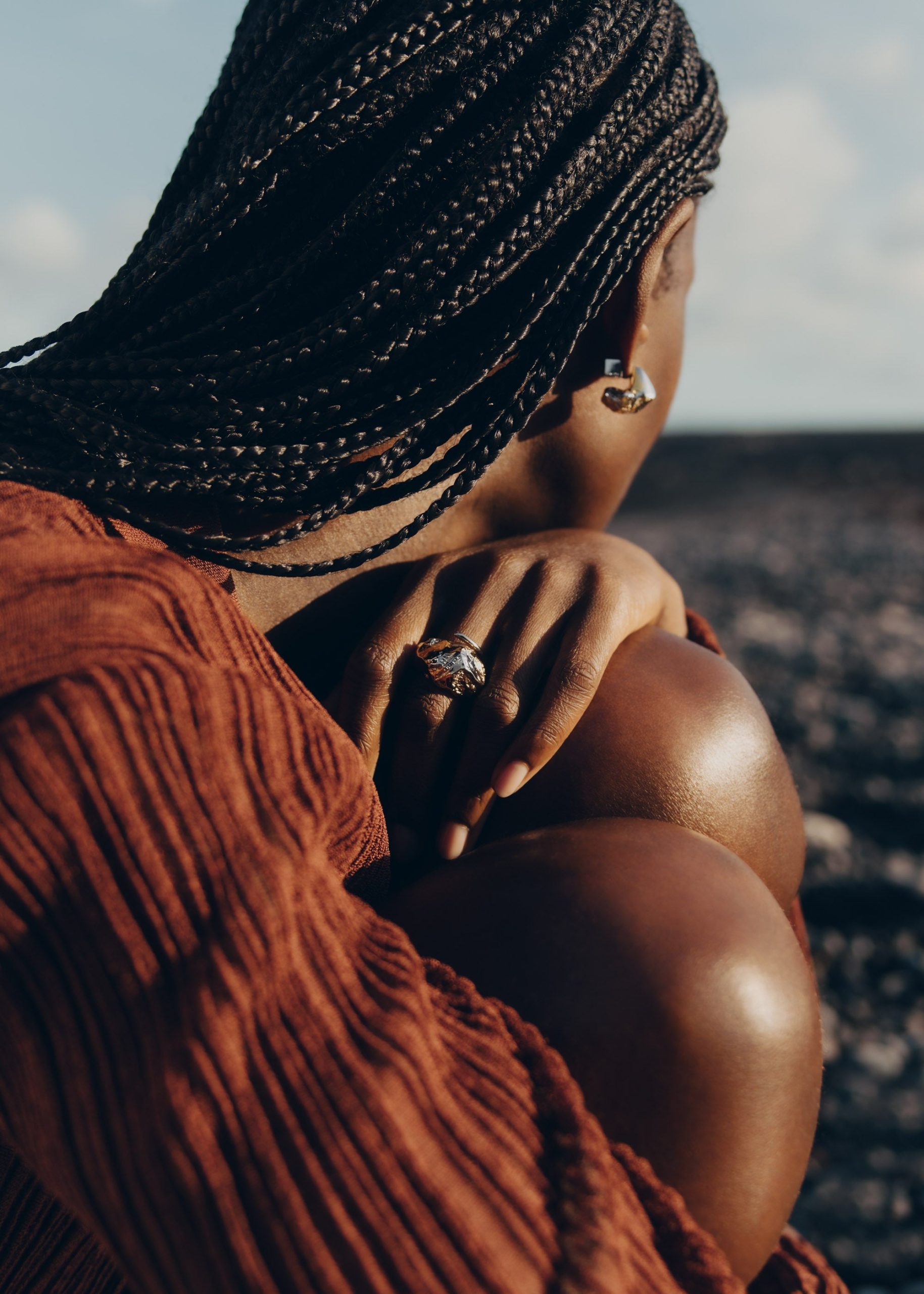 Eroz Stud Earrings - Duo palladium with 24 carat gold plating - Image 4