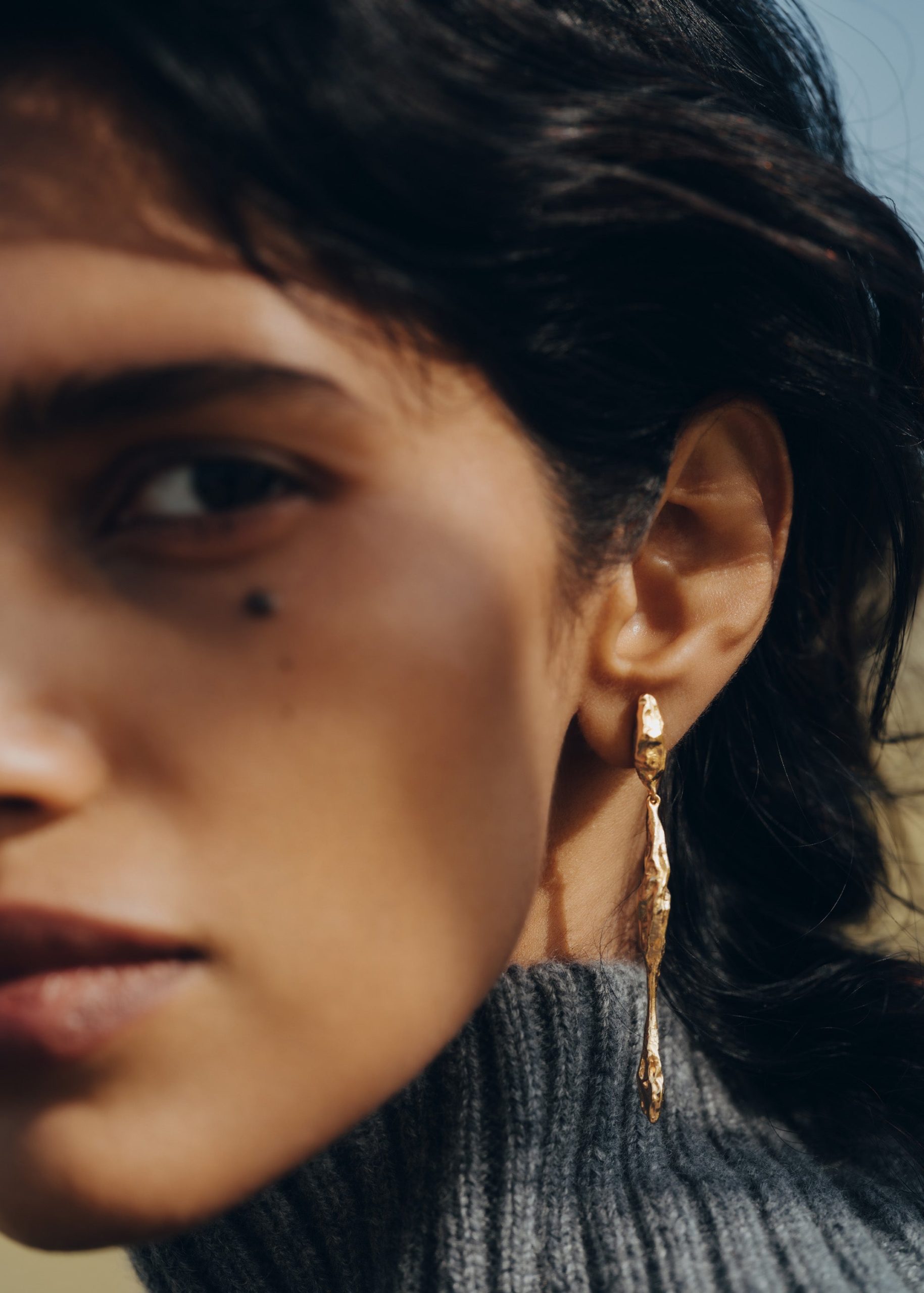 Eroz Drop Earrings - 24 carat gold-gilded edition - Image 3