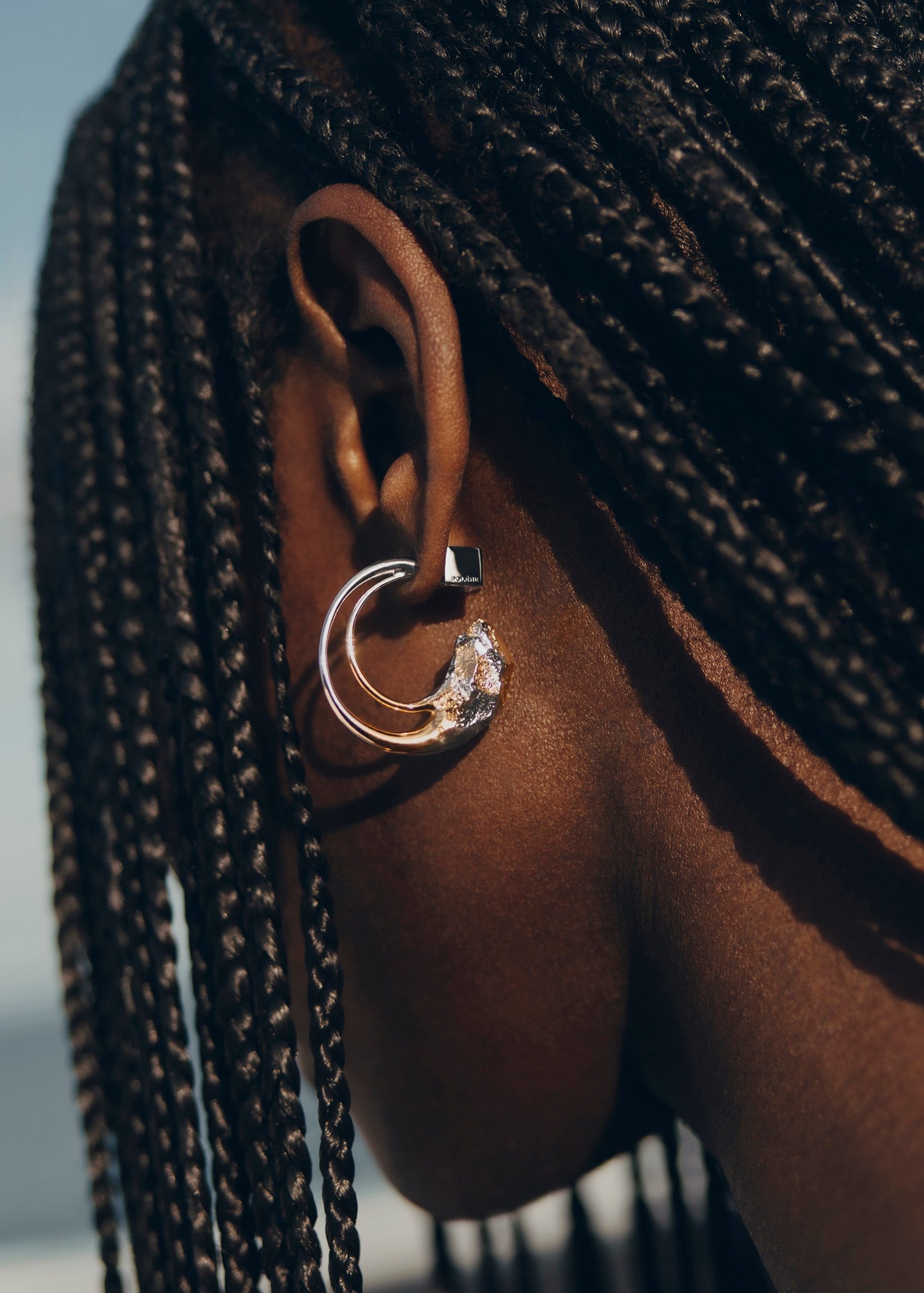 Eroz Hoop Earrings - Duo palladium with 24 carat gold plating - Image 4