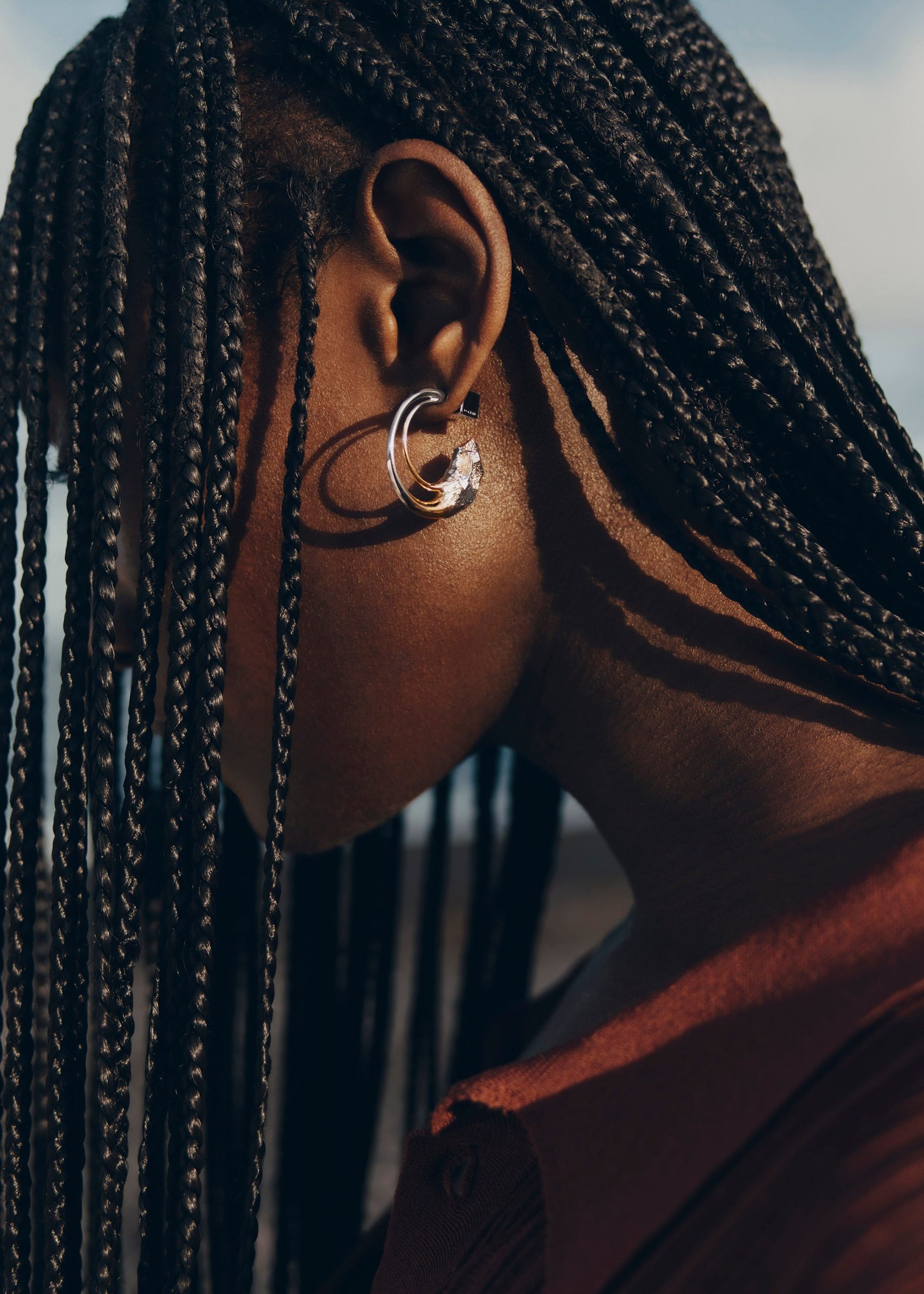 Eroz Hoop Earrings - Duo palladium with 24 carat gold plating - Image 2