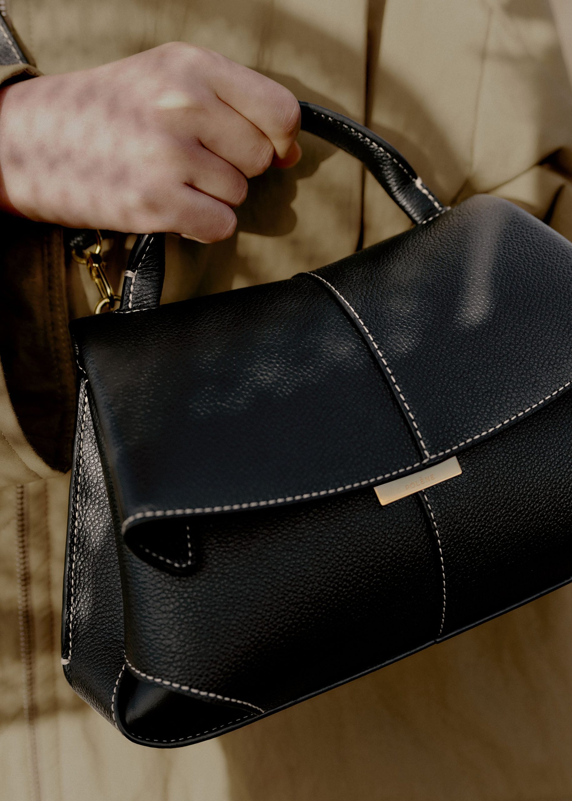 Mokki Mini - Textured Black with Ecru Stitching - Image 3