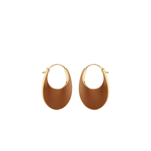 eole Slim Hoop Earrings - Camel Leather