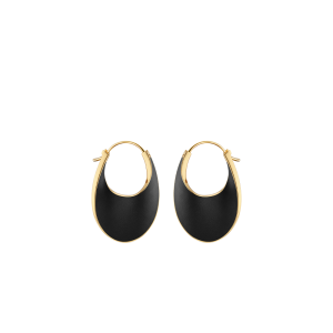 eole Slim Hoop Earrings - Black Leather