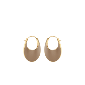 eole Slim Hoop Earrings - Taupe Leather